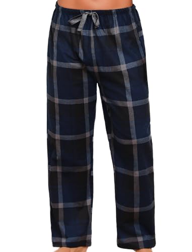 MIA LUCCE Schlafanzughose Herren Lang, Schlafhose Herren Lang mit Kordelzug, Pyjamahose Herren Lang Karierte Hose Herren Flanellhose Herren Lounge Hose Herren von MIA LUCCE