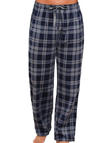 MIA LUCCE Schlafanzughose Herren Lang, Karierte Pyjamahose Mit Kordelzug, Flanellhose Lounge Hose von MIA LUCCE