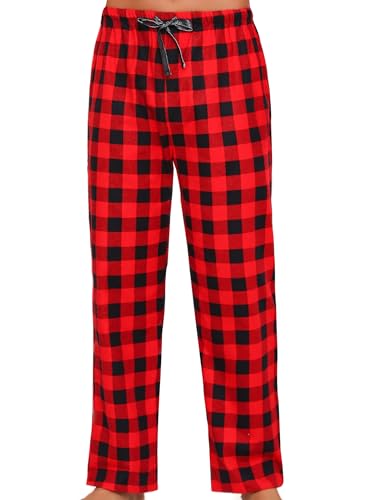 MIA LUCCE Schlafanzughose Herren Lang, Schlafhose Herren Lang mit Kordelzug, Pyjamahose Herren Lang Karierte Hose Herren Flanellhose Herren Lounge Hose Herren von MIA LUCCE