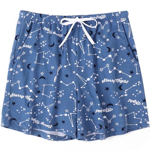 MIA LUCCE Schlafhose Damen Baumwolle Pyjamahose Schlafshorts Damen Kurz mit Taschen und Kordelzug S-XXL von MIA LUCCE