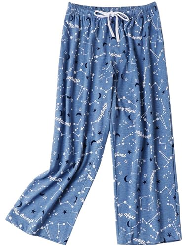 Schlafanzug Damen 3/4 Lang Schlafanzughose kurz Freizeithose Nachtwäsche mit Schnüre von MIA LUCCE