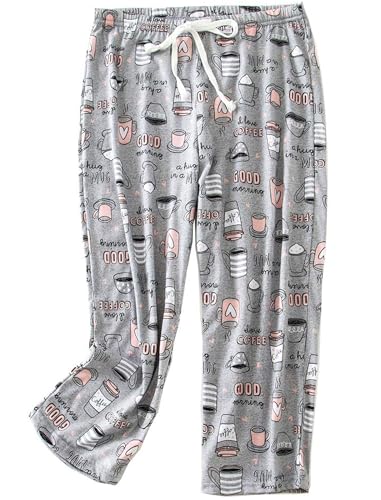 Schlafanzug Damen 3/4 Lang Schlafanzughose kurz Freizeithose Nachtwäsche mit Schnüre von MIA LUCCE