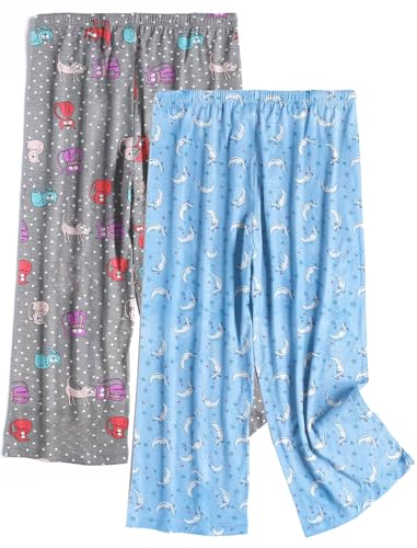 Schlafanzug Damen 3/4 Lang Schlafanzughose kurz Freizeithose Nachtwäsche mit Schnüre von MIA LUCCE