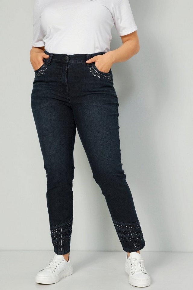 MIAMODA 5-Pocket-Jeans Jeans Slim Fit Ziernieten 5-Pocket von MIAMODA