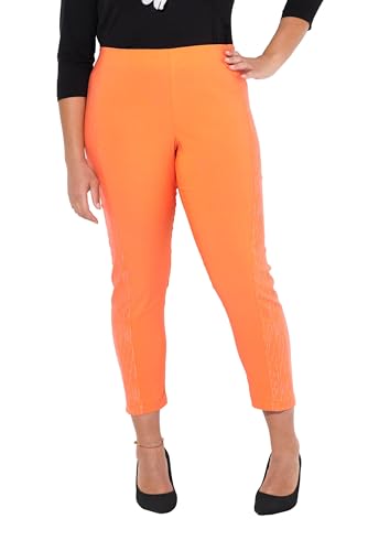 MIAMODA Damen große Größen Übergrößen Plus Size Bengalin-Hose, elastischer Slim Fit, Metallic-Druck Mandarine 48 834011650-48 von MIAMODA