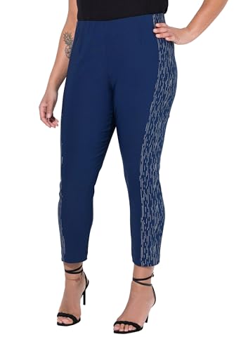 MIAMODA Damen große Größen Übergrößen Plus Size Bengalin-Hose, elastischer Slim Fit, Metallic-Druck dunkelblau 52 834011750-52 von MIAMODA
