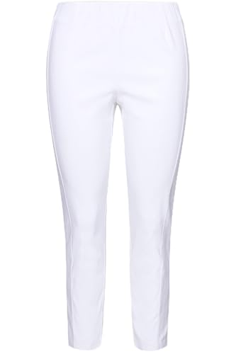 MIAMODA Damen große Größen Übergrößen Plus Size Bengalin-Hose, elastischer Slim Fit, Metallic-Druck schneeweiß 48 834011200-48 von MIAMODA
