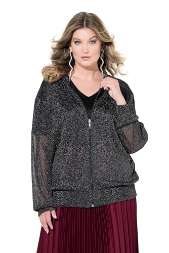 MIAMODA Damen große Größen Übergrößen Plus Size Blouson, Mesh mit Glitzer, Langarm schwarz 48 835785100-48 von MIAMODA