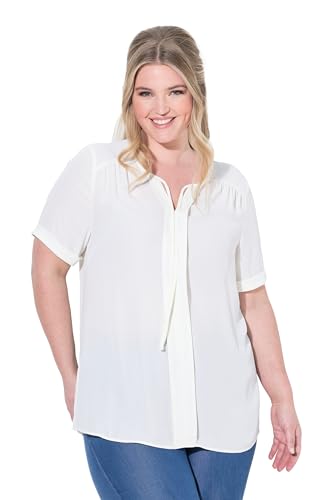 MIAMODA Damen große Größen Übergrößen Plus Size Bluse, A-Linie, Krepp, weiter Halbarm Offwhite 60 841746200-60 von MIAMODA