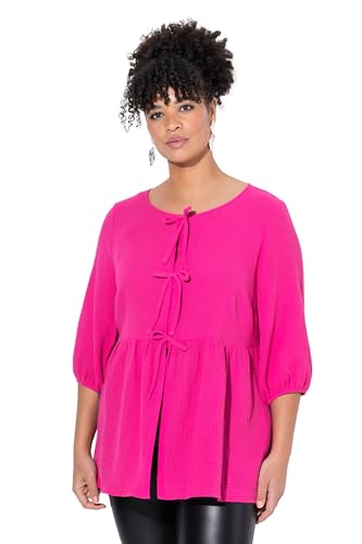 MIAMODA Damen große Größen Übergrößen Plus Size Bluse, A-Linie, Musselin, Bindebänder, Kräuselnaht hibiskuspink 52 840146510-52 MIAMODA Damen große Größen Übergrößen Plus Size Bluse, A-Linie, Musselin, Bindebänder, Kräuselnaht hibiskuspink 52 840146510-52 von MIAMODA