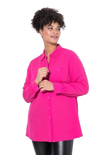 MIAMODA Damen große Größen Übergrößen Plus Size Bluse, A-Linie, Musselin, Ziernähte hibiskuspink 46 839474510-46 von MIAMODA