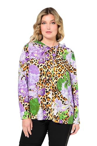 MIAMODA Damen große Größen Übergrößen Plus Size Bluse, Classic Fit, Kapuze, Langarm fliederviolett 50 834102813-50 von MIAMODA