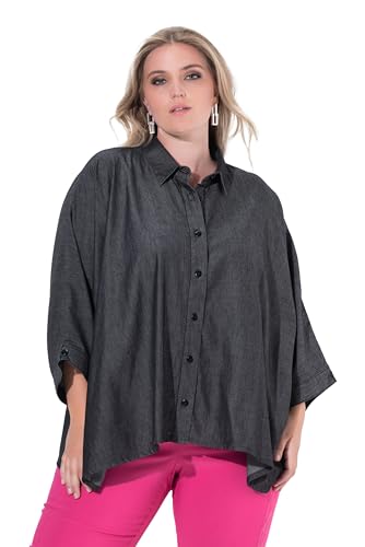 MIAMODA Damen große Größen Übergrößen Plus Size Bluse, Oversized, 3/4-Fledermausärmel anthrazit 54+ 843864110-54+ von MIAMODA