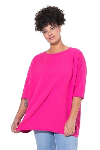 MIAMODA Damen große Größen Übergrößen Plus Size Bluse, Oversized, Musselin, 3/4-Ärmel hibiskuspink 46+ 839314510-46+ von MIAMODA