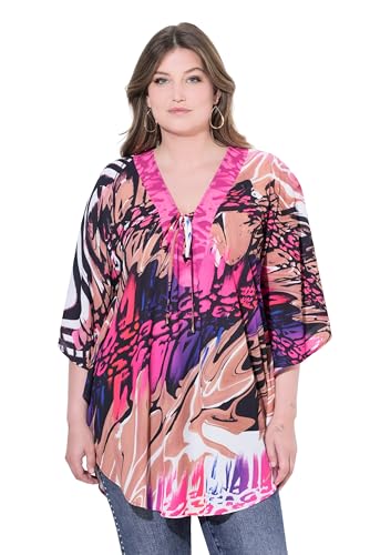MIAMODA Damen große Größen Übergrößen Plus Size Blusenkaftan, Loose Fit, Allovermuster hibiskuspink 46+ 841210510-46+ von MIAMODA
