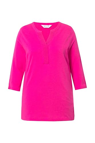 MIAMODA Damen große Größen Übergrößen Plus Size Blusenshirt, Straight Fit, Ausschnitt mit Chiffon neon Berry 52 836156586-52 von MIAMODA