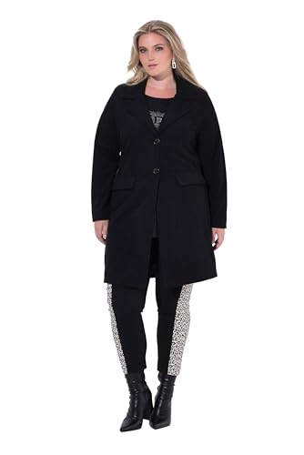 MIAMODA Damen große Größen Übergrößen Plus Size Cord-Longblazer, Futter mit Leodruck schwarz 50 844036100-50 von MIAMODA