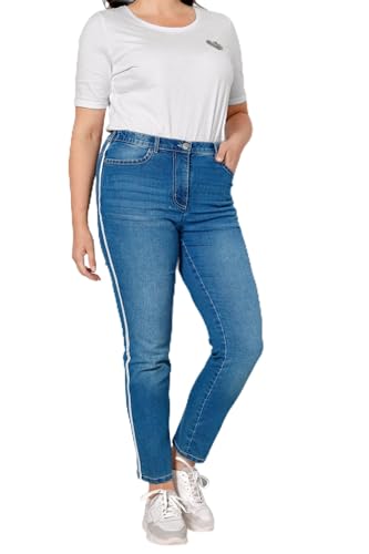 MIAMODA Damen große Größen Übergrößen Plus Size Jeans, Slim Fit, Zierband, 5-Pocket Bleached Denim 30 202284907-30 von MIAMODA