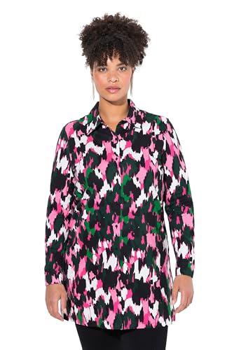 MIAMODA Damen große Größen Übergrößen Plus Size Jerseybluse, A-Linie, Muster, Langarm Fuchsia pink 42 836342810-42 von MIAMODA