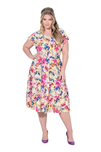 MIAMODA Damen große Größen Übergrößen Plus Size Jerseykleid, Lange A-Linie, Blumenmuster Offwhite 50 840842200-50 von MIAMODA