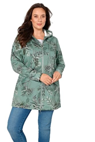 MIAMODA Damen große Größen Übergrößen Plus Size Kapuzenjacke, Blätterdruck, Langarm salbei 56 202387178-56 von MIAMODA