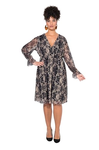 MIAMODA Damen große Größen Übergrößen Plus Size Kleid, A-Linie, Mesh mit Alloverdruck, Langarm schwarz 48 835782100-48 MIAMODA Damen große Größen Übergrößen Plus Size Kleid, A-Linie, Mesh mit Alloverdruck, Langarm schwarz 48 835782100-48 von MIAMODA