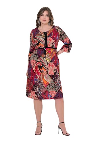 MIAMODA Damen große Größen Übergrößen Plus Size Kleid, Patch-Muster, Samtbänder rot 50 842328535-50 von MIAMODA