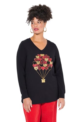 MIAMODA Damen große Größen Übergrößen Plus Size Langarmshirt, Classic Fit, Luftballons schwarz 56 838694100-56 von MIAMODA