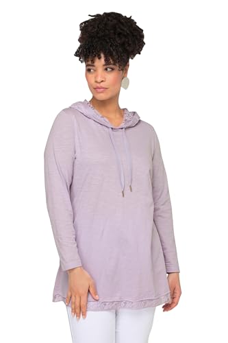 MIAMODA Damen große Größen Übergrößen Plus Size Langarmshirt, Kapuze, Spitzen-Details pastelllila 56 832076804-56 von MIAMODA