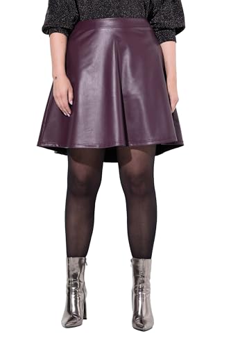 MIAMODA Damen große Größen Übergrößen Plus Size Lederoptik-Tellerrock, Flared Fit, Seitenzipper aubergine 48 835155540-48 von MIAMODA