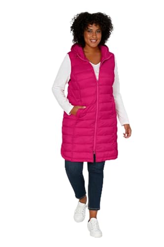 MIAMODA Damen große Größen Übergrößen Plus Size Long-Steppweste, Kapuze, 2-Wege-Zipper hibiskuspink 46 202806510-46 von MIAMODA