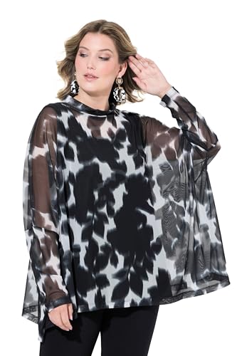 MIAMODA Damen große Größen Übergrößen Plus Size Mesh-Bluse, Oversized, Muster, blickdichtes Top schwarz 50+ 837408100-50+ von MIAMODA