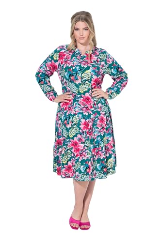 MIAMODA Damen große Größen Übergrößen Plus Size Midikleid, Blumenmuster, doppelter Saumvolant amazonen Stein 48 841142458-48 von MIAMODA