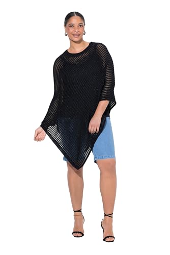 MIAMODA Damen große Größen Übergrößen Plus Size Poncho, Oversized, Glitzer-Strick, Zipfelsaum schwarz 58-64 840421100-3+ von MIAMODA