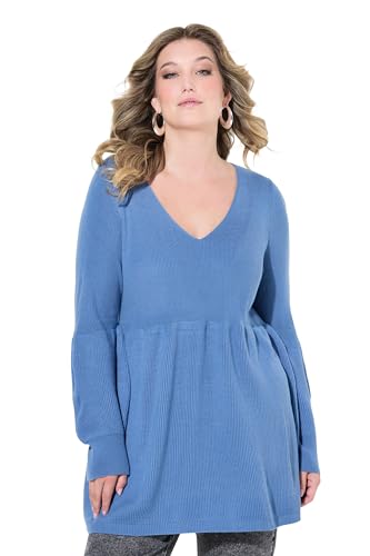 MIAMODA Damen große Größen Übergrößen Plus Size Pullover, KaschmirFeel, breites Schößchen helle Kornblume 42+ 836035729-42+ von MIAMODA