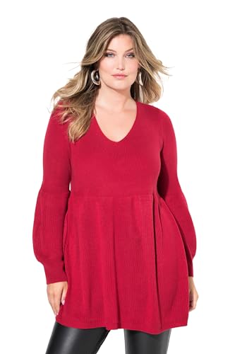 MIAMODA Damen große Größen Übergrößen Plus Size Pullover, KaschmirFeel, breites Schößchen rot 46+ 836035535-46+ von MIAMODA