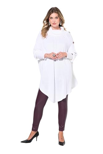 MIAMODA Damen große Größen Übergrößen Plus Size Pullover, Poncho-Style, Zopfmuster, Zipfelsaum Offwhite 54+ 836329200-54+ von MIAMODA