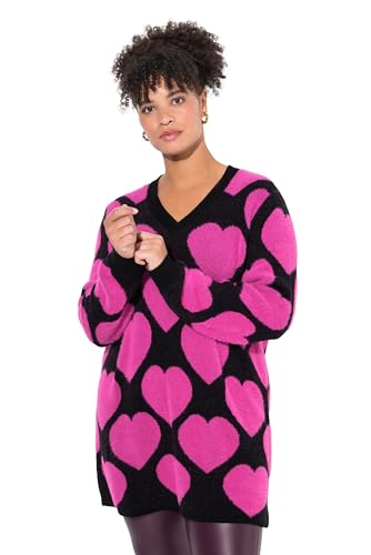 MIAMODA Damen große Größen Übergrößen Plus Size Pullover, weicher Feinstrick, Herzmuster schwarz 54+ 837081100-54+ von MIAMODA