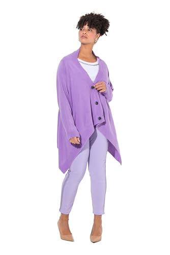 MIAMODA Damen große Größen Übergrößen Plus Size Strickjacke, Cape-Look, Knopfleiste, Langarm Lavendel 46+ 833983814-46+ von MIAMODA