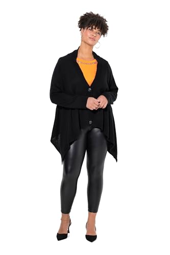 MIAMODA Damen große Größen Übergrößen Plus Size Strickjacke, Cape-Look, Knopfleiste, Langarm schwarz 54+ 833983100-54+ von MIAMODA