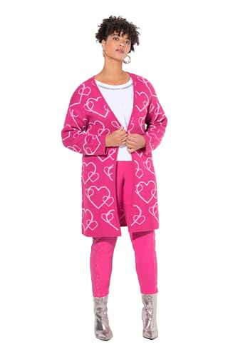 MIAMODA Damen große Größen Übergrößen Plus Size Strickjacke, Classic Fit, Herzmuster hibiskuspink 46+ 836339510-46+ von MIAMODA