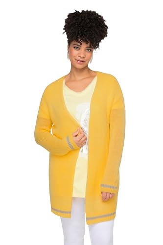 MIAMODA Damen große Größen Übergrößen Plus Size Strickjacke, Glitzer-Bündchen, offene Form, Langarm Zitrone 52+ 831511600-52+ von MIAMODA