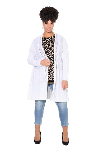 MIAMODA Damen große Größen Übergrößen Plus Size Strickjacke, längere A-Linie, Strukturmix, Wellensaum Offwhite 46+ 839282200-46+ von MIAMODA