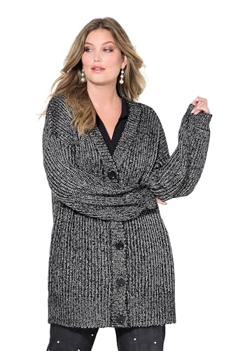 MIAMODA Damen große Größen Übergrößen Plus Size Strickjacke mit Glitzergarn, Loose Fit schwarz 54+ 836567100-54+ von MIAMODA
