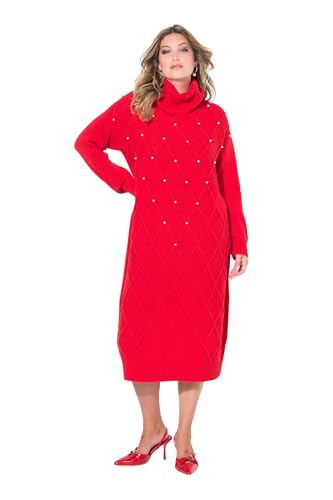 MIAMODA Damen große Größen Übergrößen Plus Size Strickkleid, Rhombenstruktur, Zierperlen, Langarm neon rot 50+ 836030520-50+ von MIAMODA