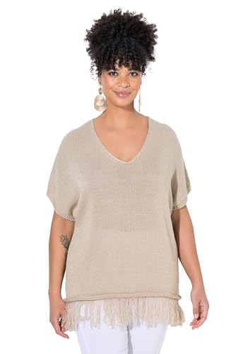 MIAMODA Damen große Größen Übergrößen Plus Size Strickshirt, Oversized, Glitzer-Effekt, Fransensaum Gold 46+ 840139650-46+ von MIAMODA