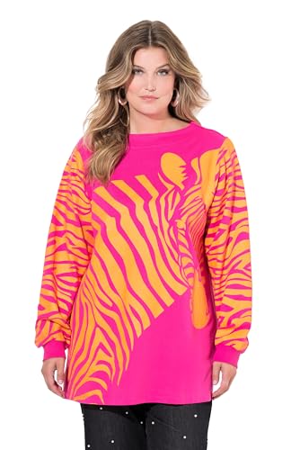 MIAMODA Damen große Größen Übergrößen Plus Size Sweatshirt, A-Linie, Zebra-Muster, weiter Langarm neon Berry 50 837320586-50 von MIAMODA
