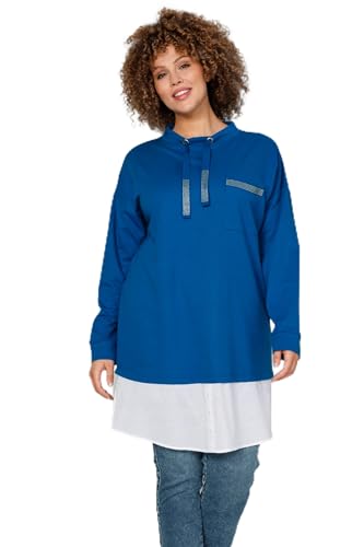 MIAMODA Damen große Größen Übergrößen Plus Size Sweatshirt, Lagenlook, Stehkragen, Langarm Royalblau 44 202516750-44 von MIAMODA