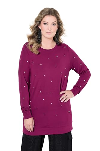 MIAMODA Damen große Größen Übergrößen Plus Size Sweatshirt, Zierperlen, Langarm Purpur 56 835779541-56 von MIAMODA