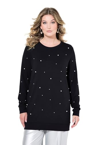 MIAMODA Damen große Größen Übergrößen Plus Size Sweatshirt, Zierperlen, Langarm schwarz 50 835779100-50 von MIAMODA